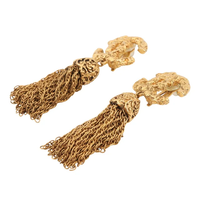 Chanel Fringe CC Logo Earring Gold Plated in Gold from GALLERY RARE, photo 2 of 2