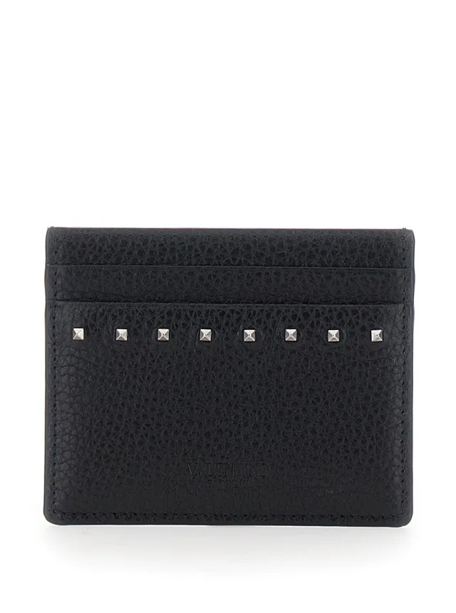Valentino Garavani Studded Calf Leather Card Case — Black Cases in Black Calfskin from HEWI