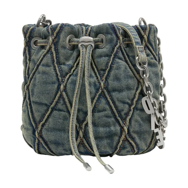 Diesel Shoulder Bag — Blue Cotton in Blue Denim from HEWI