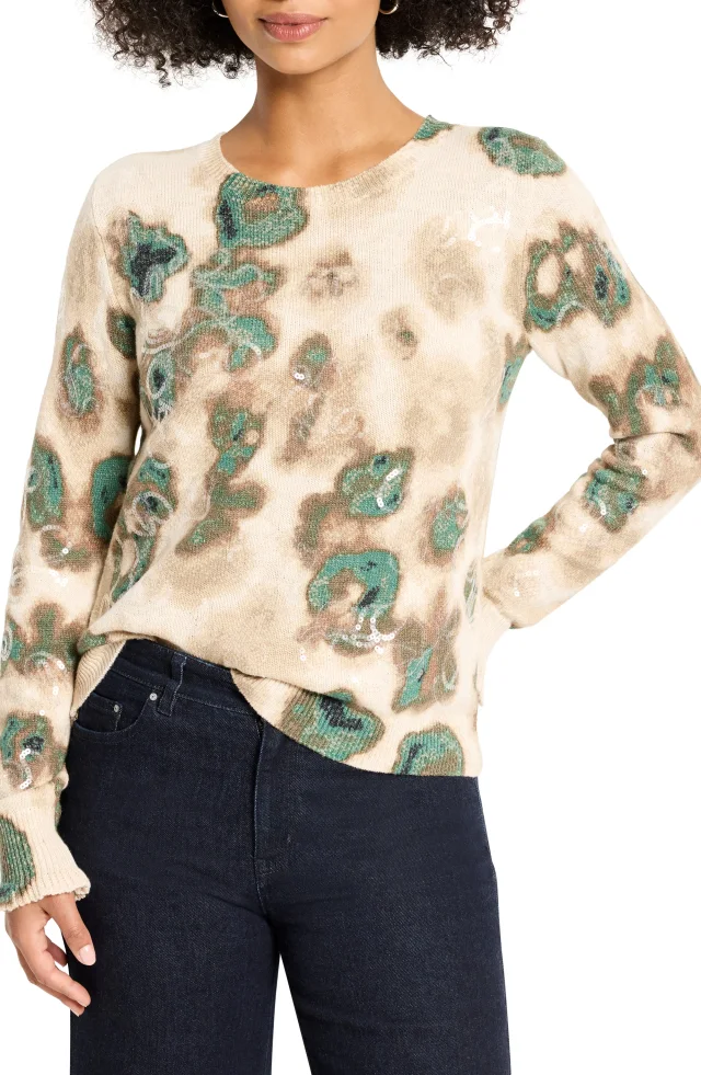NIC+ZOE Camo Shine Crewneck Cotton Blend Sweater in Beige from Nordstrom Rack, photo 1 of 1
