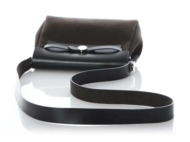 Hermès Mini Dark Bronze Military Toile and Noir Vache Hunter Herbag Zip in Black Canvas from Ann's Fabulous Finds, photo 7 of 10