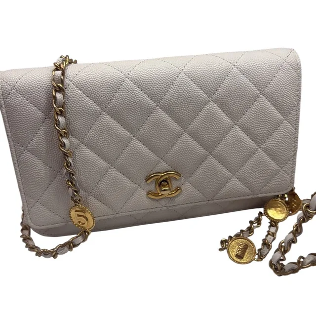 Chanel White Caviar WOC with Charms in White Caviar leather from Luxury Promise