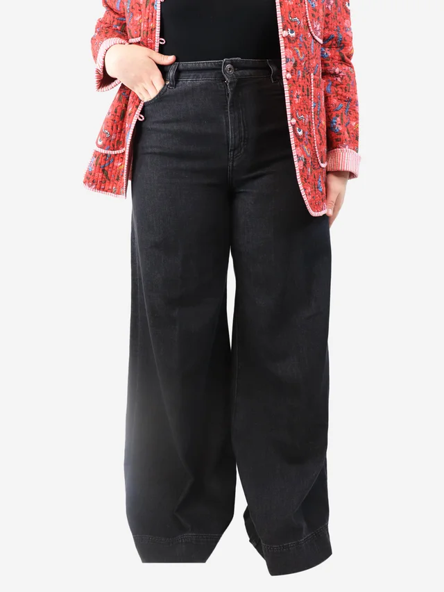 Max Mara Black wide-leg trousers - size UK 12 in Black from Sign of the Times