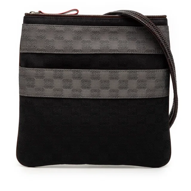 Black LOEWE Anagram Canvas Crossbody in Black Canvas from Designer Revival
