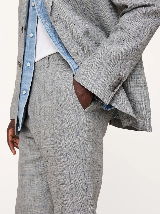 Banana Republic Straight Plaid Linen Suit Pant in Gray Plaid, photo 4 of 7 from Banana Republic (US)