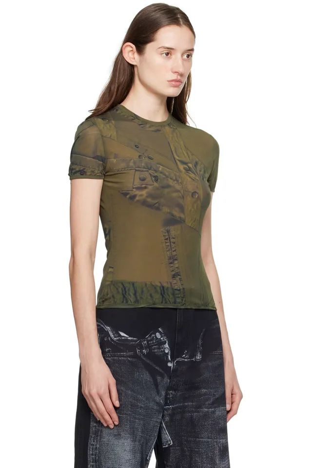 Blumarine Green Printed T-Shirt, photo 2 of 4 from SSENSE