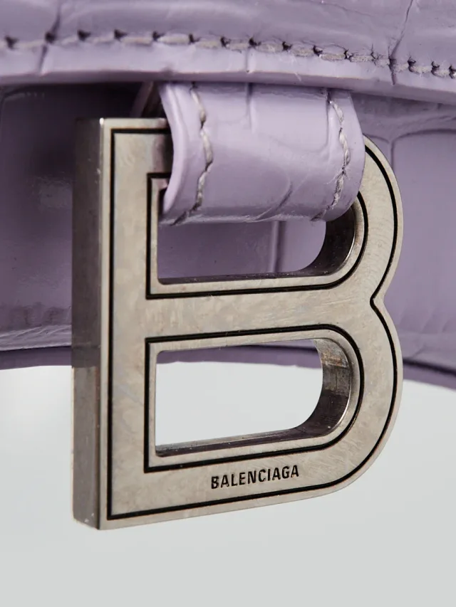 Balenciaga Lilac Croc Embossed Leather Hourglass XS Top Handle Bag in Purple Crocodile from Yoogis, photo 5 of 9