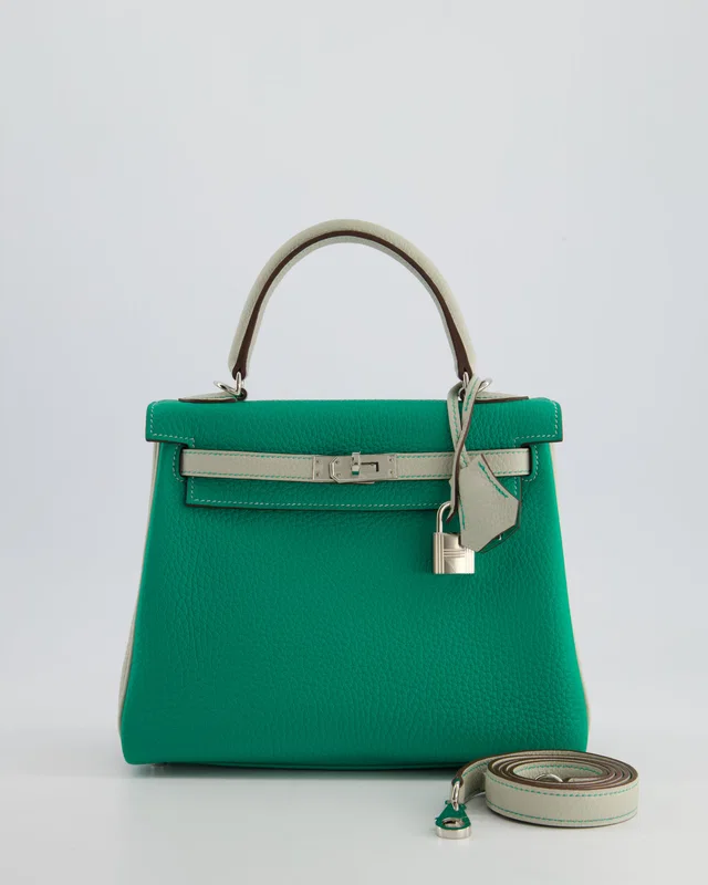 Hermès HSS Kelly 25 Retourne Bag in Green Togo leather from Sellier