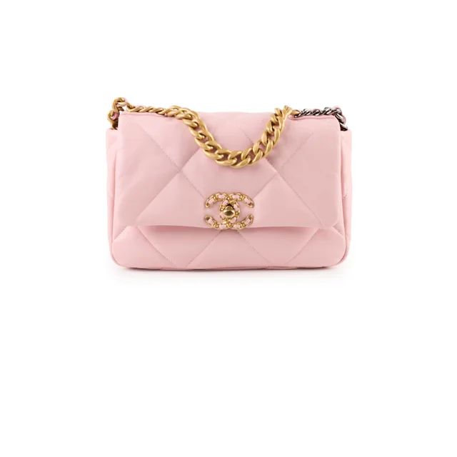 Chanel 19 Small Light Pink Lambskin (microchip) in Pink Lambskin from The Purse Affair