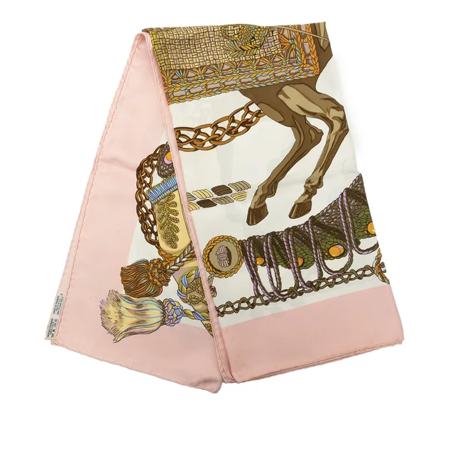 Pink Hermès Le Timbalier Silk Scarf 90 Scarves in Pink Silk from Designer Revival, photo 1 of 1