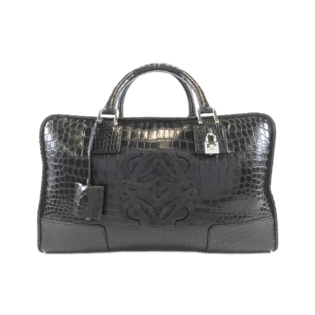 Loewe Amazona 36cm bag in DARK BRAUN / SILVER metal fittings crocodile from KOMEHYO
