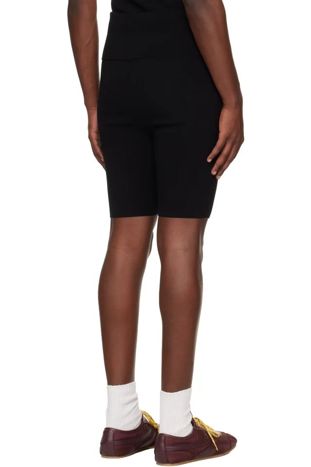 Dries Van Noten Black Rib Knit Biker Shorts, photo 3 of 4 from SSENSE