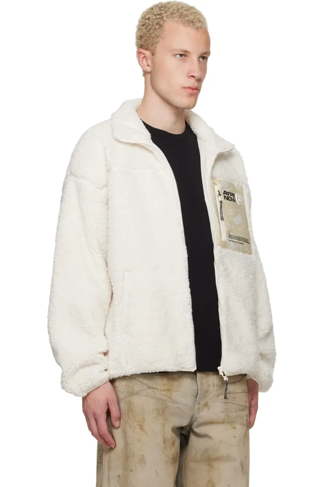 AAPE by A Bathing Ape Off-White 'AAPENOW' Moonface Zip-Up Sweater, photo 2 of 4 from SSENSE