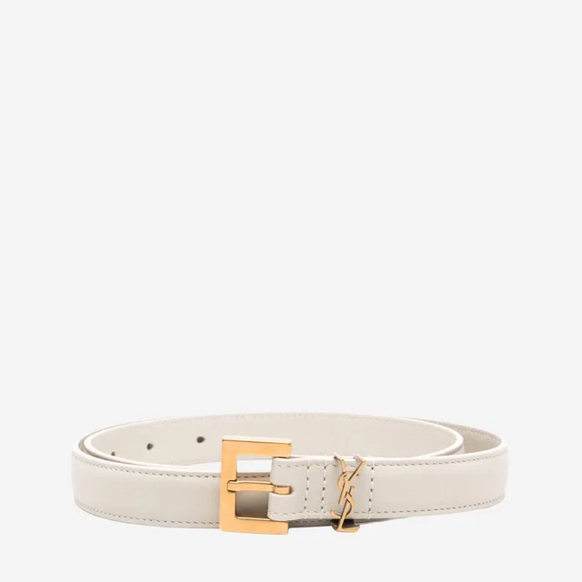 Saint Laurent Cassandre Belt — White Calfskin in White Calfskin from HEWI