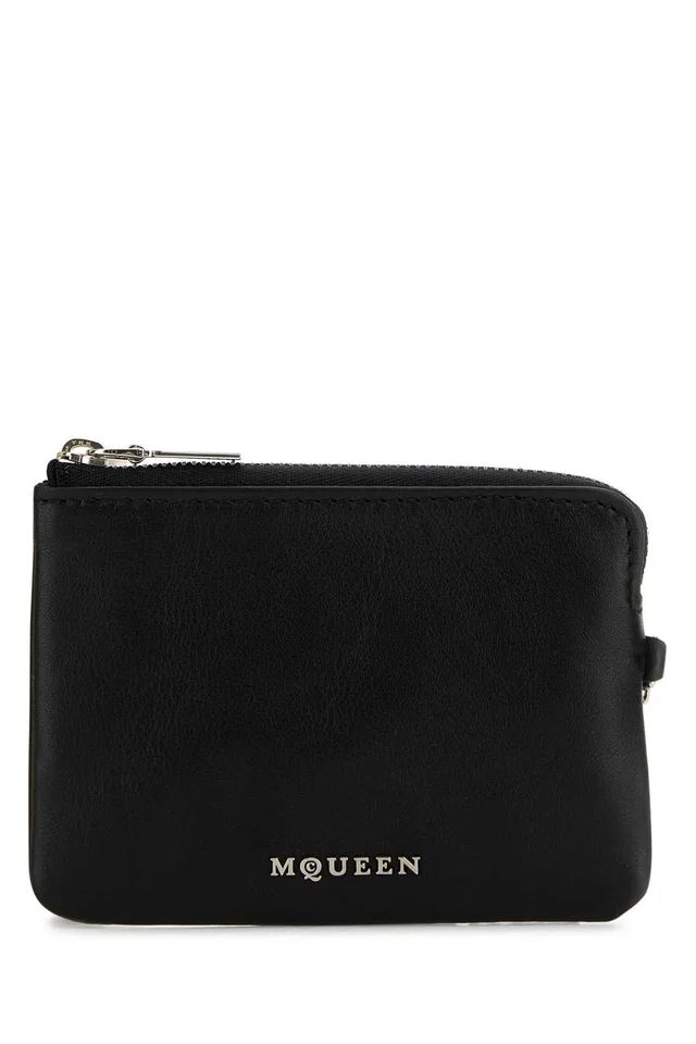 Alexander McQueen Coin Wallet — Black in Black Calfskin from HEWI
