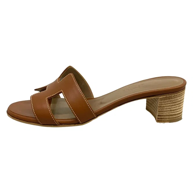 Hermès Mules Oasis Dark Brown Leather in Brown Leather from The Reluxe