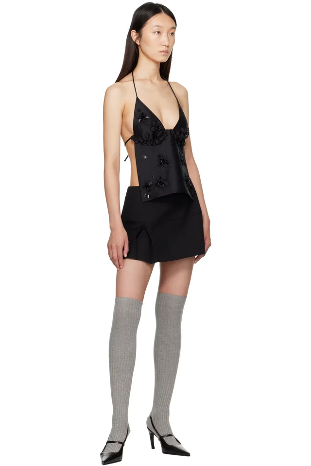 SHUSHU/TONG Black Low Waist A-Line Miniskirt, photo 4 of 4 from SSENSE