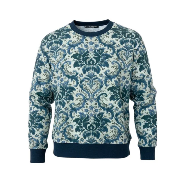 Dolce & Gabbana Long Sleeve Sweatshirt Crew Neck Floral Pattern 44 Navy in Navy from The Reluxe