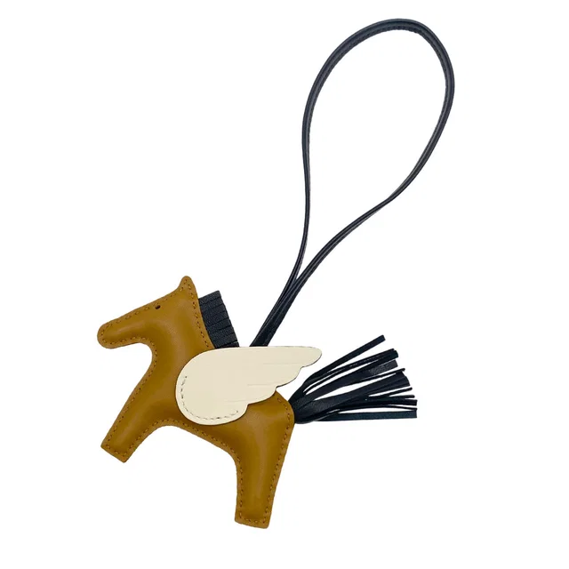 Hermès Bag Charm Rodeo Pegasus PM Craie Sesame Black Agneau Milo 2021 Z Stamp in Black from Luxury Promise