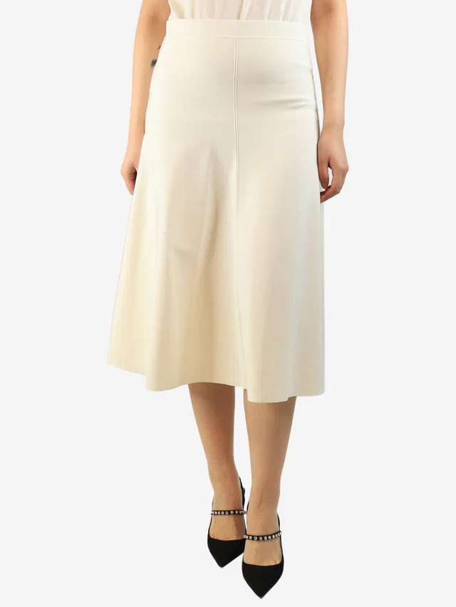 Giorgio Armani Cream midi skirt - size UK 14 in White from Sign of the Times