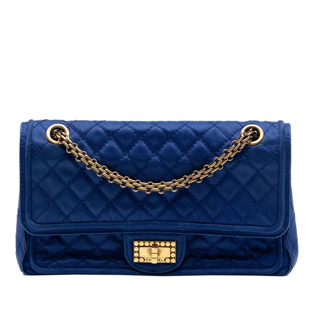 Blue Chanel Quilted Satin Reissue 2.55 Double Flap 225 Shoulder Bag in Blue Satin from Designer Revival, photo 1 of 1