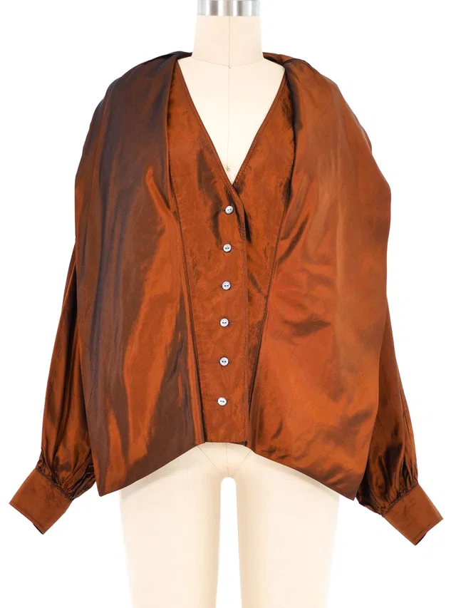 1980s Chloe Bronze Taffeta Blouse from Arcade Vintage