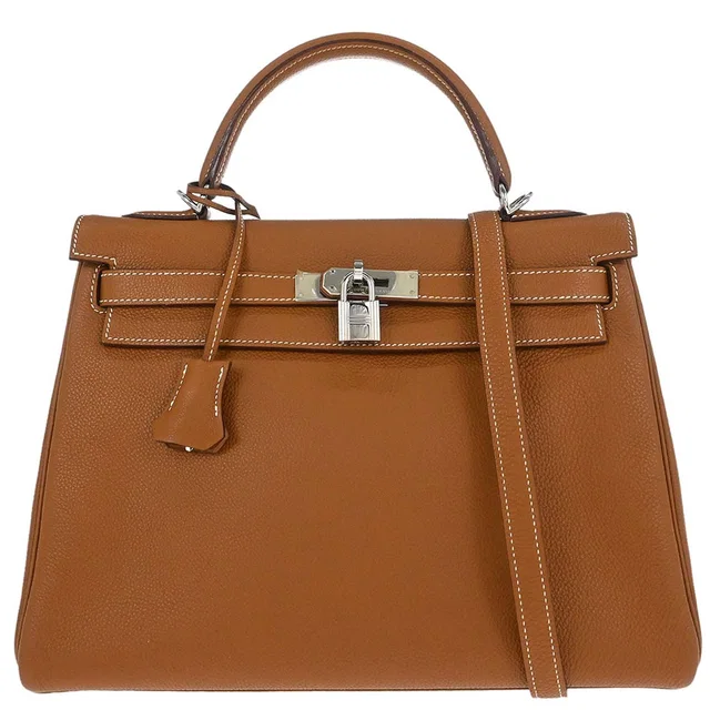 Hermès Gold Togo Kelly 32 Retourne 2way Shoulder Handbag in Gold Togo leather from AMORE Vintage Tokyo