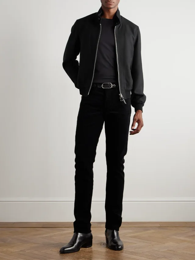 TOM FORD Leather-Trimmed Wool and Silk-Blend Twill Bomber Jacket $5,190 40% off $3,114 in Black, photo 2 of 2 from MR PORTER