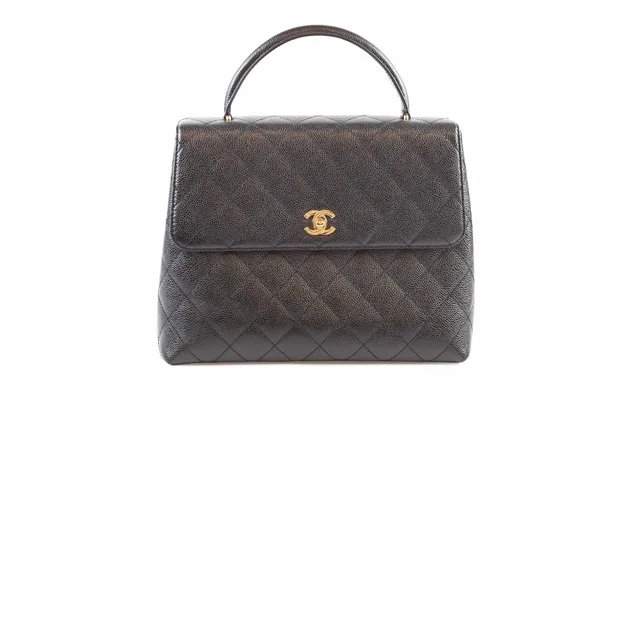 Chanel Vintage 24k Caviar Kelly Top Handle Black in Black Caviar leather from The Purse Affair