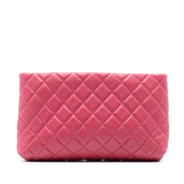 Pink Chanel Quilted Lambskin Kiss Lock Clutch in Pink Lambskin from Designer Revival, photo 1 of 1