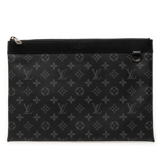 Black Louis Vuitton Monogram Eclipse Discovery Pochette GM Clutch Bag in Black Coated canvas from Designer Revival, photo 1 of 1