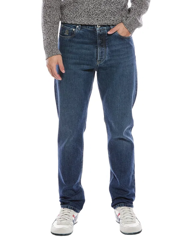 Brunello Cucinelli Medium Wash Iconic Fit Jean in //asset2.ruecdn.com/images/sw/101078/1010788025_RLSW_multi.jpg, image 1 of 1 from Gilt