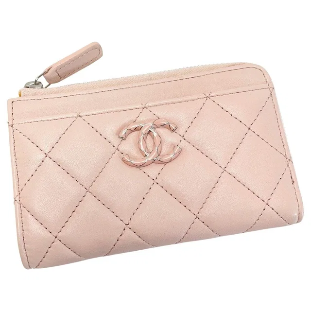 Chanel Quilted Card Case Ap3630 Light Pink Coco Mark Lambskin Coin in Pink Lambskin from The Reluxe