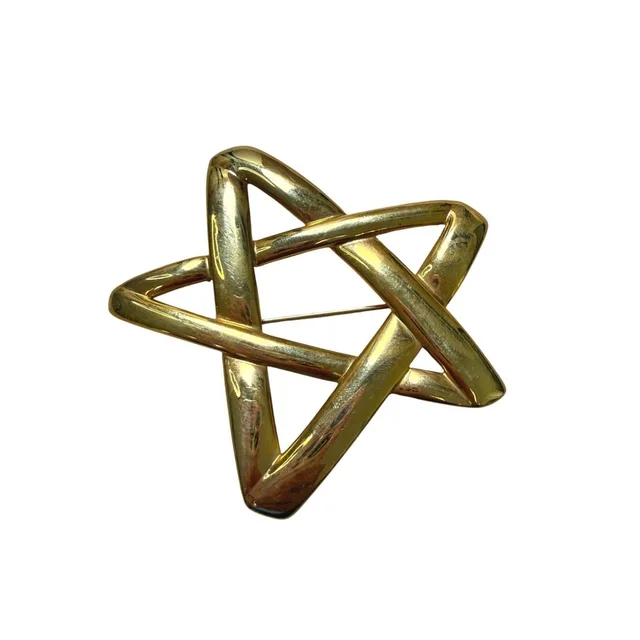 Saint Laurent Vintage Celestial Star Designer Gold Tone Brooch in gold from Poshmark