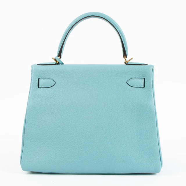 Hermès Kelly 28 Bleu Atoll Clemence GHW in Blue Clemence leather from Labellov, photo 4 of 17