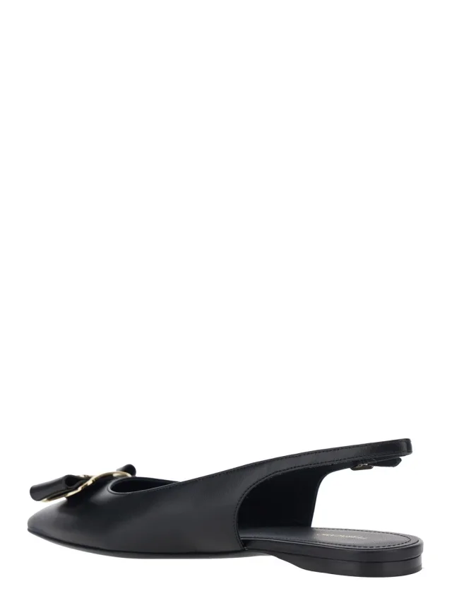 FERRAGAMO 'Zelmi' Black Slingback Ballet Shoes with Logo Plate on the Front in Leather Woman in Black 100% Lamb, photo 5 of 8 from Gaudenzi Boutique
