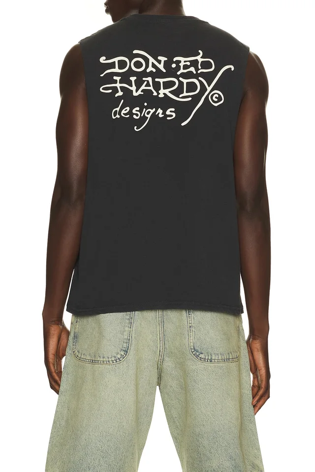 Ed Hardy Wolves Cut Off Tee in Mineral Grey, photo 2 of 4 from REVOLVE (Canada)