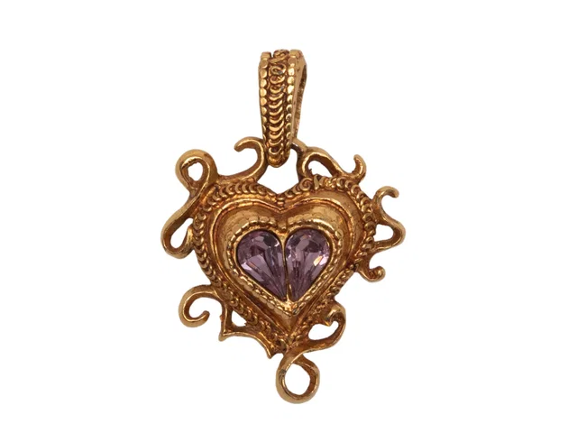 Gold-Tone & Purple Christian Lacroix Heart Pendant in Purple from Designer Revival