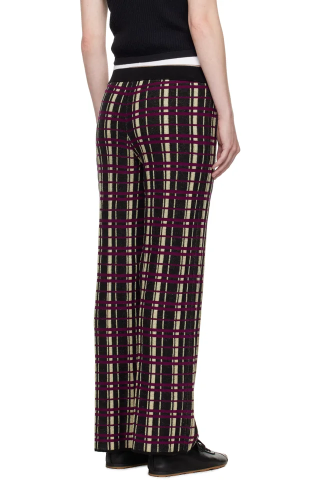 Guest in Residence Black & Purple Plaid Flare Lounge Pants, photo 3 of 4 from SSENSE
