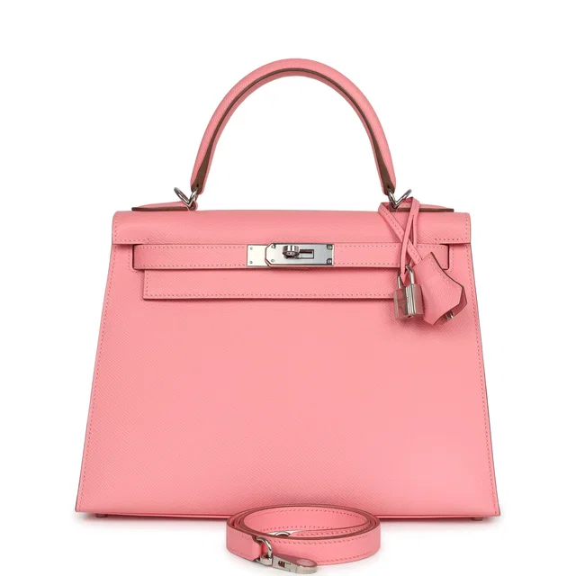 Hermès Kelly Sellier 28 Rose Confetti Epsom Palladium Hardware in Pink Epsom leather from Madison Avenue Couture