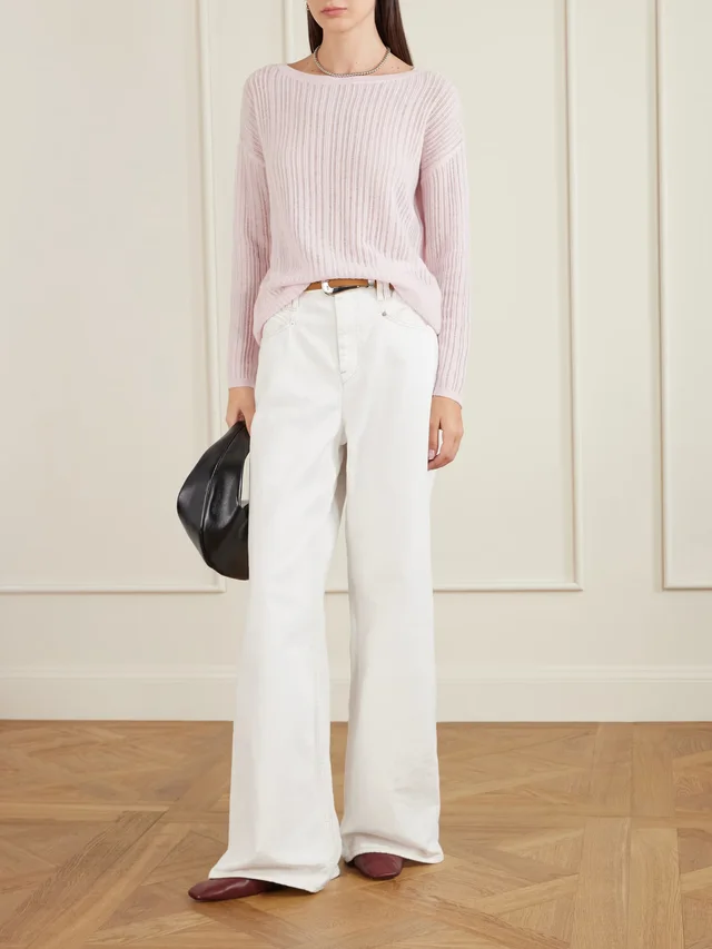 ALLUDE Ribbed-knit cashmere sweater in Pink, photo 2 of 2 from NET-A-PORTER (Canada)