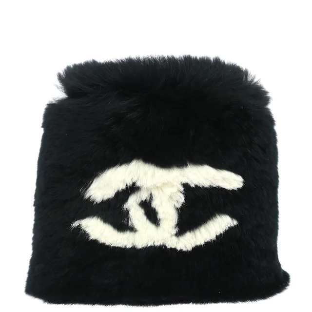 Chanel Black Lapin Fur Bracelet Bangle Wristband in Black from AMORE Vintage Tokyo