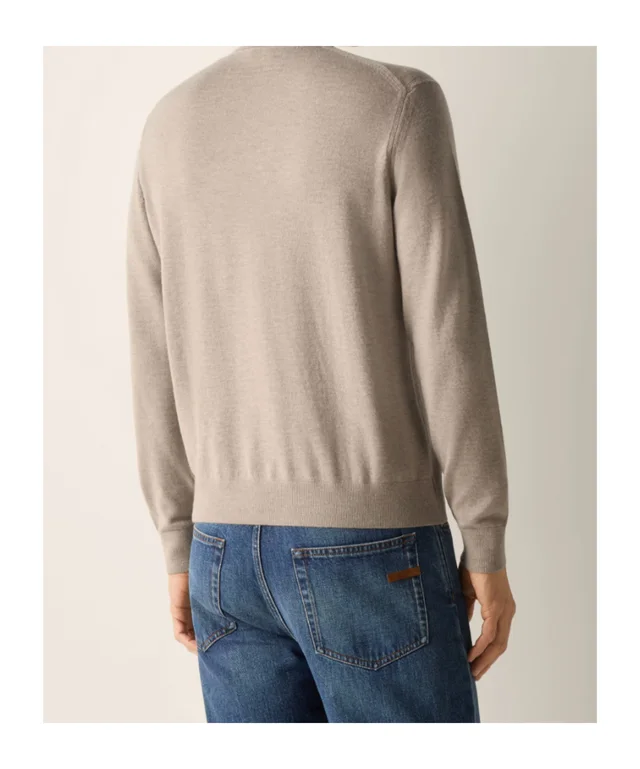 Zegna Light Taupe Oasi Cashmere Crewneck, photo 3 of 3 from SENSER