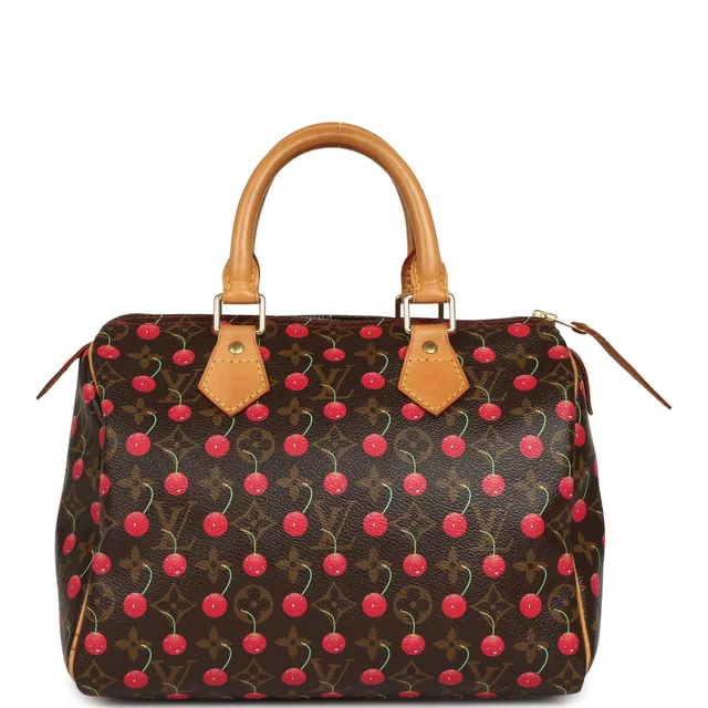 Louis Vuitton Vintage x Takashi Murkami Cheries Speedy 25 Brown and Red Cherry Monogram Gold Hardware in Brown Coated canvas from Madison Avenue Couture