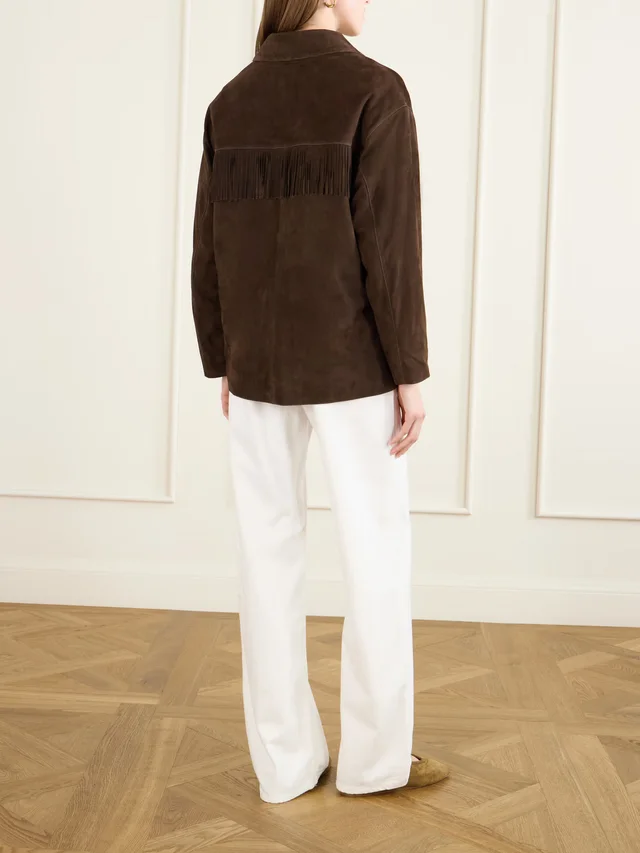 NILI LOTAN Fringed suede jacket in dark brown 100% Goat, photo 4 of 5 from NET-A-PORTER (Canada)