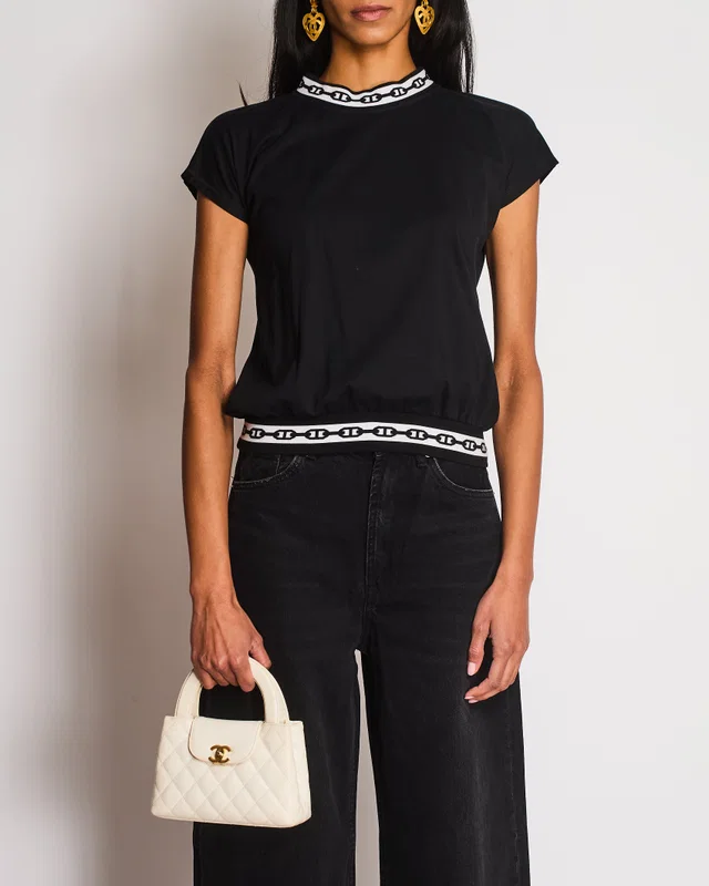 Hermès Black Chaine d'Ancre Detail T-Shirt Size FR 34 (UK 6) in Black from Sellier