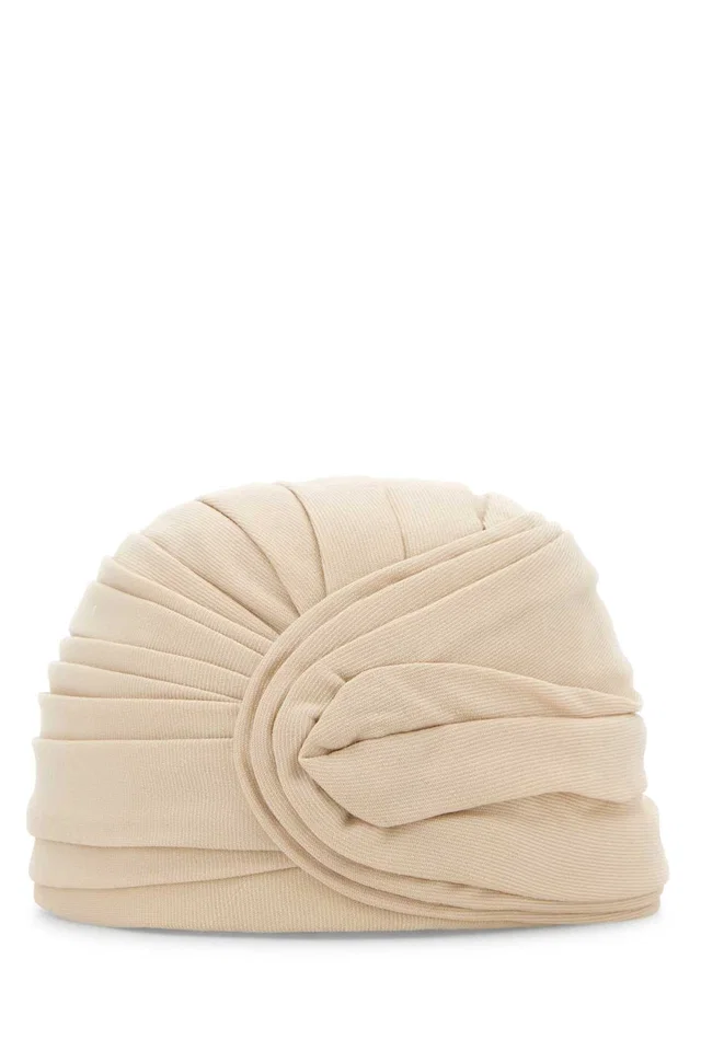 Valentino Garavani Turbante Wool Turban — Beige Winter Hats in Beige Wool from HEWI