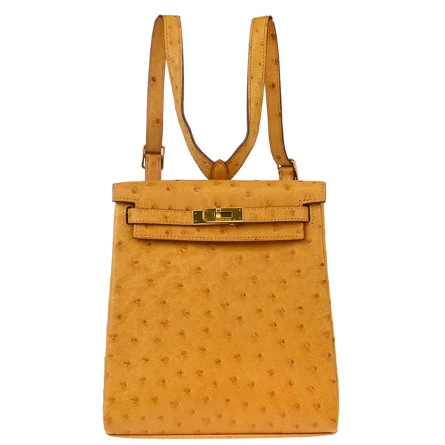 Hermès 2000 Saffron Ostrich Kelly A Dos PM Backpack in Ostrich from AMORE Vintage Tokyo