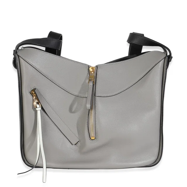 Loewe Grey Black Calfskin Medium Hammock Shoulder Bag Gray Leather Handbag in Black Calfskin from HEWI