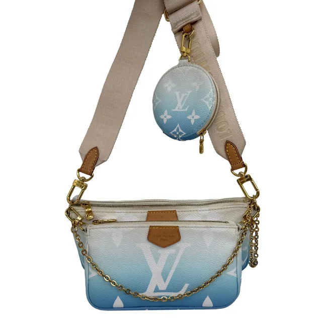 Louis Vuitton Multi Pochette Accessories By the Pool Monogram Giant Canvas Chain Clutch Bag Blue in Blue Canvas from Dallas Designer Handbags